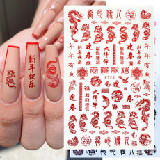 Nails, art, Colorful, Chinese