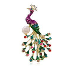 peacock, retro, Pins, pearls