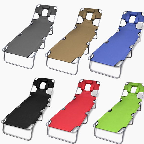 Reclining Sun Lounger Patio Beach Chair Folding Daybed Sunbed Multi