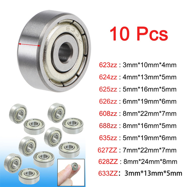 10PCS Double Shield Miniature High Carbon Steel Bearing Flange Ball ...