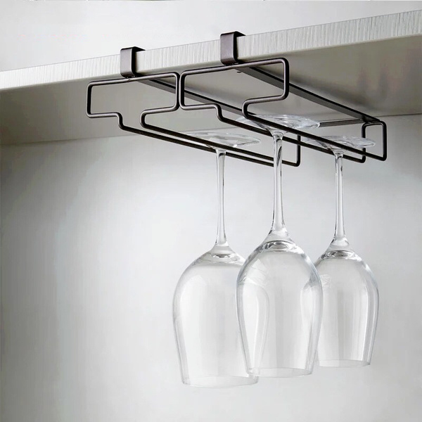 New Stemware Inverted Storage Shelf Wine Glass Holder Hanging Iron Rack ...