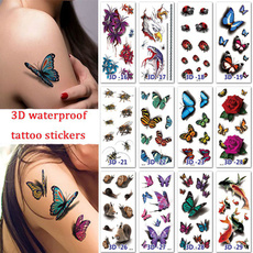 butterfly, tattoo, fake tattoo, Flowers