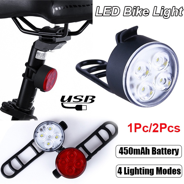 1/2Pcs 4 Modes Bike Tail Light Bicycle Handlebar Light Night Cycling