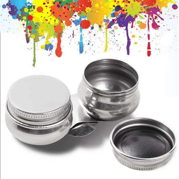 Haofy Oil Palette Cup, Double Dipper Painting Art Pallete Clip Pot Oil