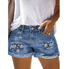 denim shorts women, Summer, Plus Size, JeansWomen