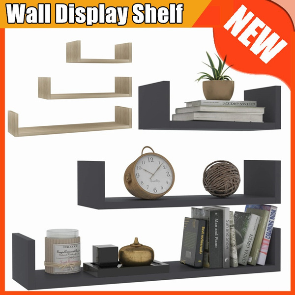 3 Pcs Floating Shelves Wall Mounted Decor Display Hanging Shelf Wish