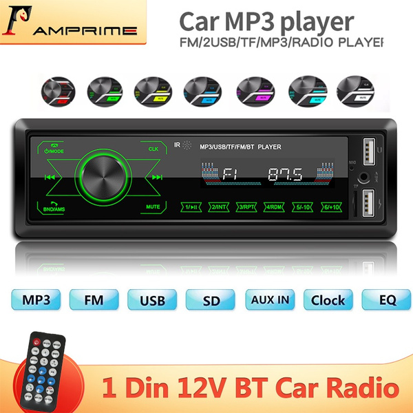 【AMPRIME】New 1DIN In-Dash Car Radio Stereo 12V Bluetooth Car Stereo FM ...