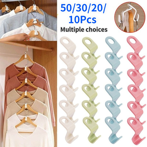10/20/30/50Pcs New Multi-function Clothes Hanger Connector Hook Standard  Hangers Extender Clips Cascading Connection Hooks Outfit Hangers Heavy Duty  Space Saving Organizer for Clothes Closet