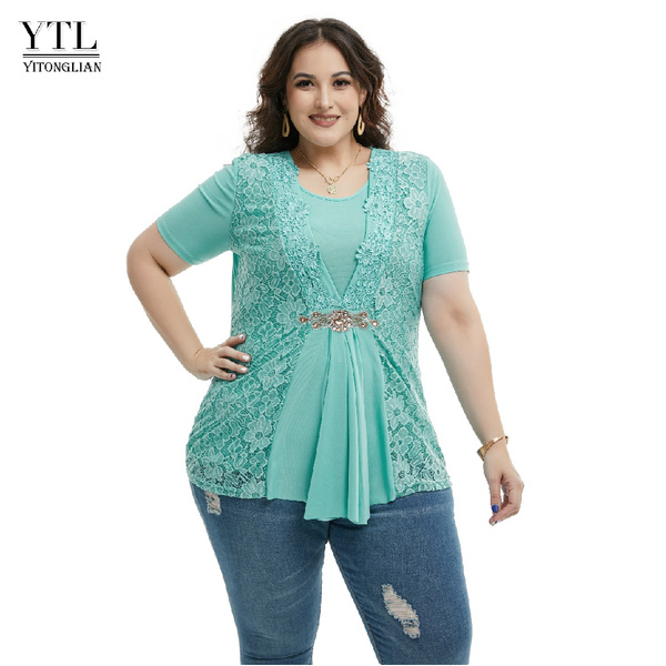 Rhinestone plus size store tops