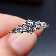 Sterling, DIAMOND, wedding ring, Simple