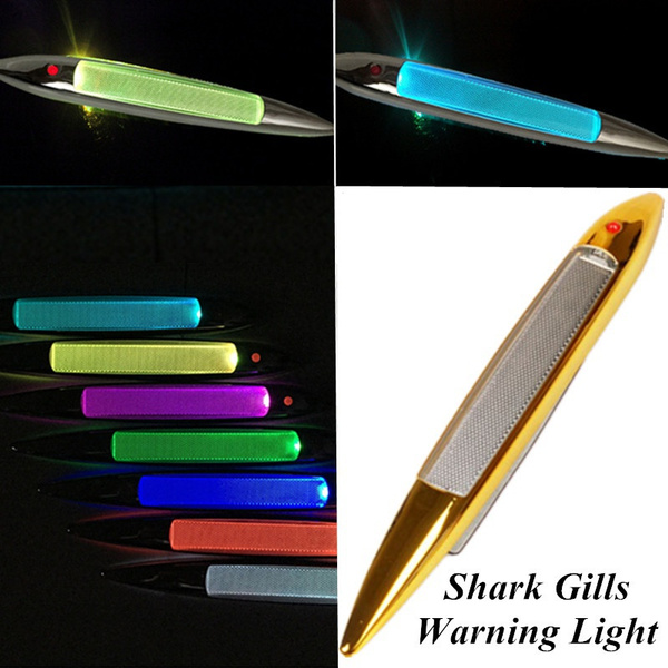 LED Flash Solar Energy Car Automobile Adjustable Color Changeable Taillights Shark Gills Warning ...