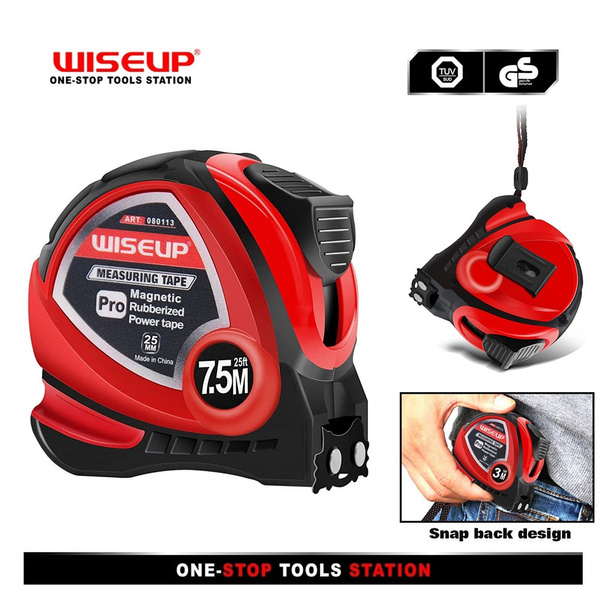 WISEUP 2-Pack 25 Ft Magnetic Tape Measure - Easy Read Metric/Inch Fractions, Autolock, Belt Clip For Construction & DIY