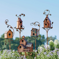 4pcs Bird Nest Creative Wooden Rustic Birdhouse Box for Garden Home Decor NEW 