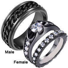 Steel, Couple Rings, Engagement Wedding Ring Set, Women Ring
