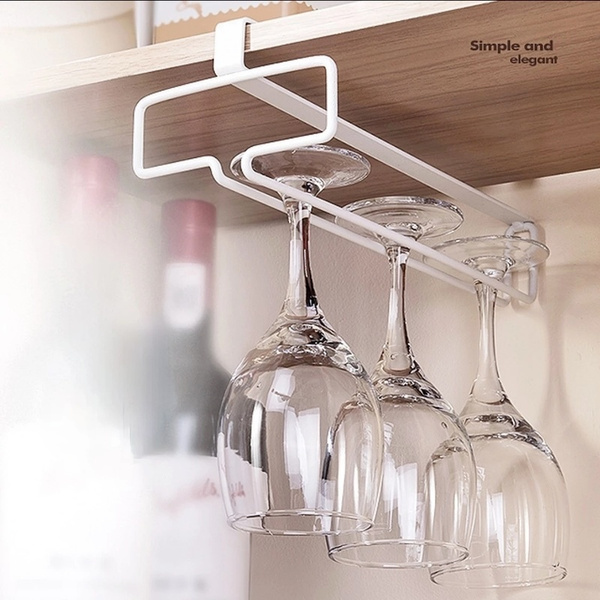 New Stemware Inverted Storage Shelf Wine Glass Holder Hanging Iron Rack ...