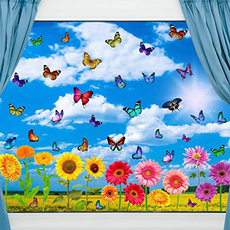 butterfly, Shower, Flowers, Glass