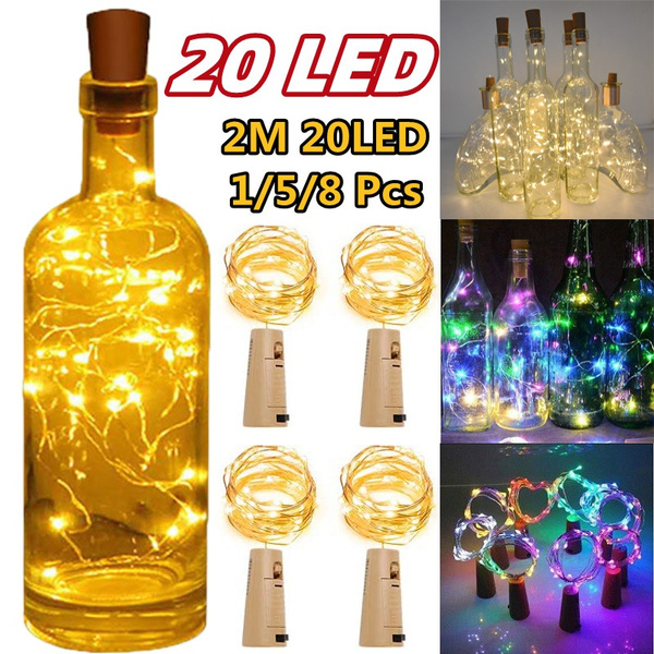 2M 20 LED Wine Bottle String Lights Battery Operated for Bedrooms Party Weddings 