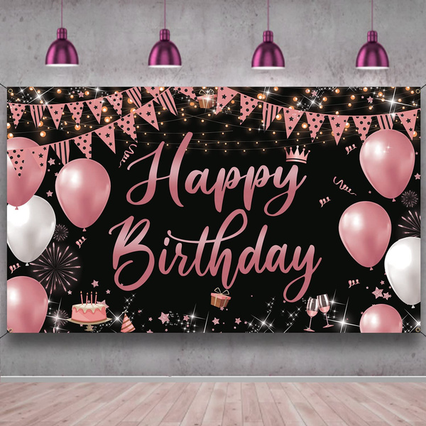 Happy Birthday Decorations Backdrop Banner, Birthday Decorations for ...