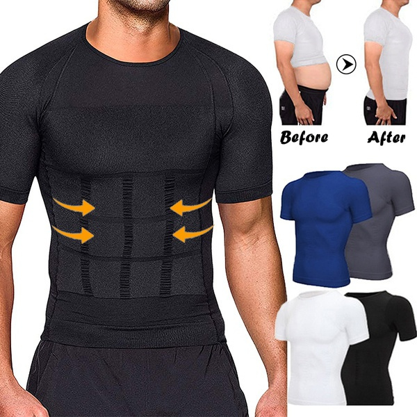 Men's Compression Shirt Slimming Body Shaper Vest Seamless Tummy Control  Waist Trainer Shapewear Tank Tops Undershirts for Weight Loss