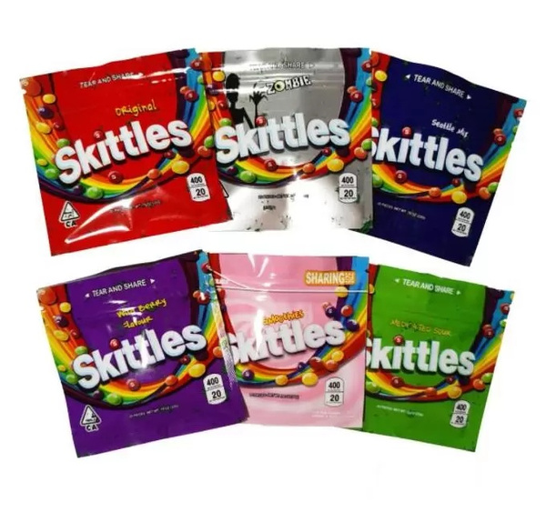 Wholesale Empty Skittles Gummies Mylar Bags 400mg Rainbow Edibles Candy