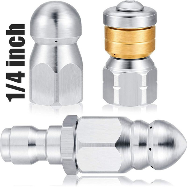 3 Pieces Sewer Jetter Nozzle Kit Rotating Button Nose Jet Nozzle