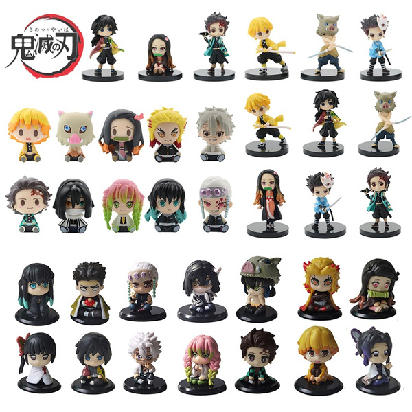 4 PCS/Set Anime Q Version Demon Slayer Sitting Ghost Doll Tanjiro ...