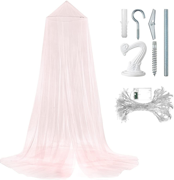 Bed Canopy Mosquito Net, Moon and Star String Light and Ceiling Hanger