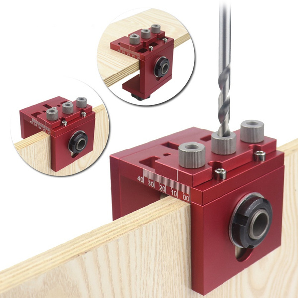 Removable 3 in 1 Doweling Jig Kit Drilling Guide Locator Hole Puncher