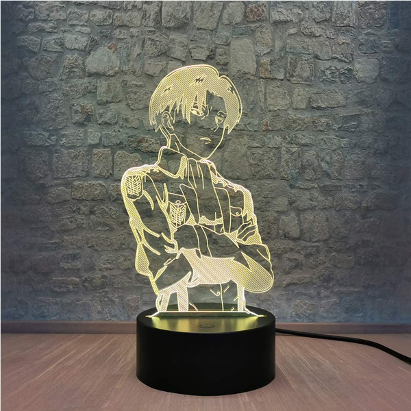 Levi Ackerman Captain Night Light Anime Eren Jager 3D LED lamp Attack ...