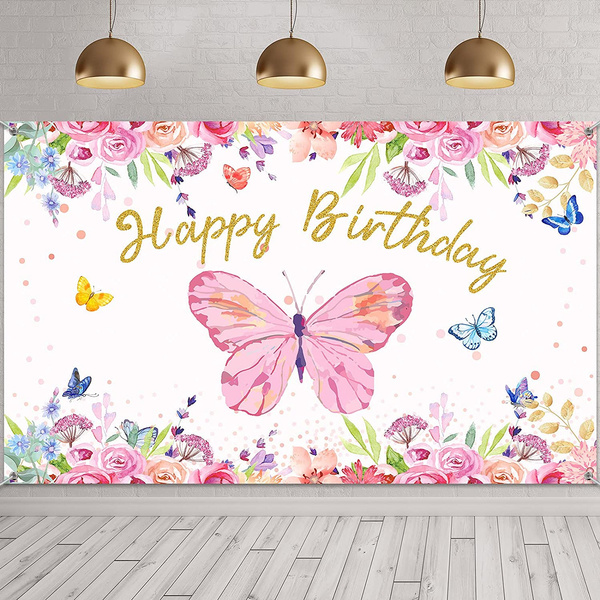 Butterfly Birthday Party Decorations Supplies Butterfly Backdrop for ...