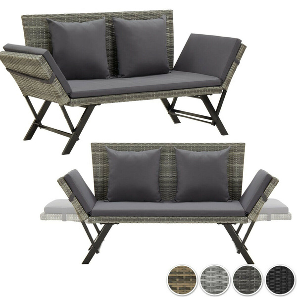 Outdoor Sun Bed Garden Bench Lounger Set Rattan Patio Chair With