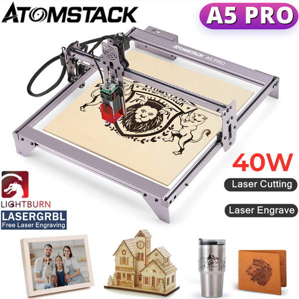ATOMSTACK A5 PRO 40W Laser Engraving Machine, 40000mW Fixed-Focus DIY Laser  Engraver, Eye Protection Laser Cutting Machine, Wood Metal Cutting  Engraver, for Home and Office Use (A5 PRO - Silver)
