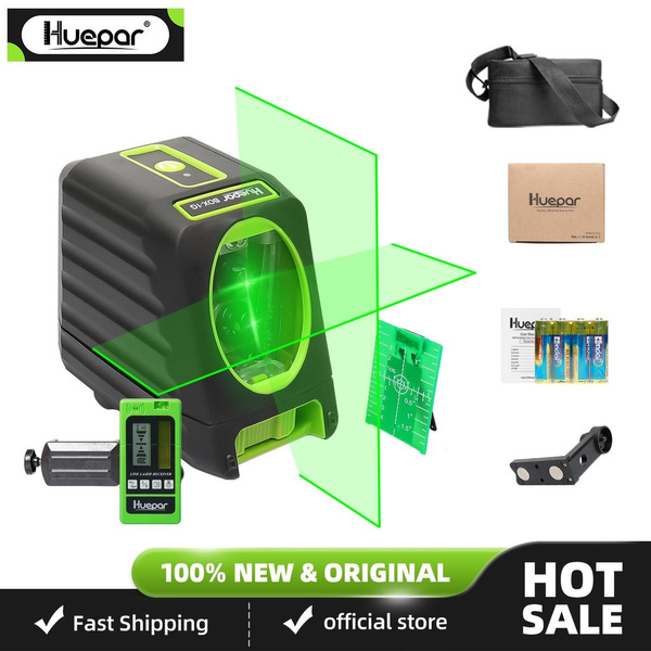 Huepar rotary laser level green Cross Line Laser Self Leveling Laser +  Receiver