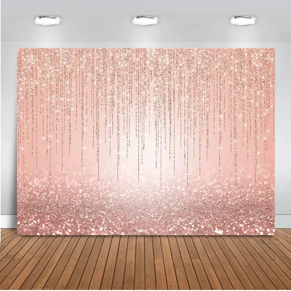 Rose Gold Glitter Backdrop 7x5ft Sweet 16th Girls Birthday Party