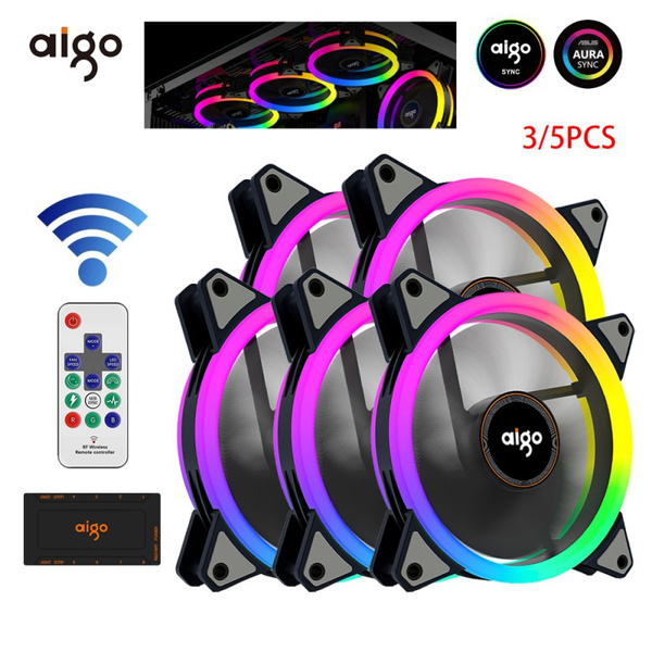 Det er det heldige foredrag bunke Aigo R12 Pro RGB Fan 120mm ARGB Double Aura Sync 5V-3PIN PC Case Fan  Computer Case Quiet with Controller CPU Cooler Cooling Fans | Wish
