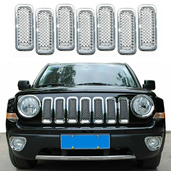 7pcs Front Grille Grill Mesh Insert Trim Protector Cover for Jeep