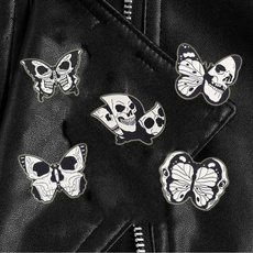 butterfly, skeletonpin, pinsset, skullpin