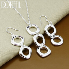 Sterling, roundsquarenecklace, Fashion, 925 sterling silver