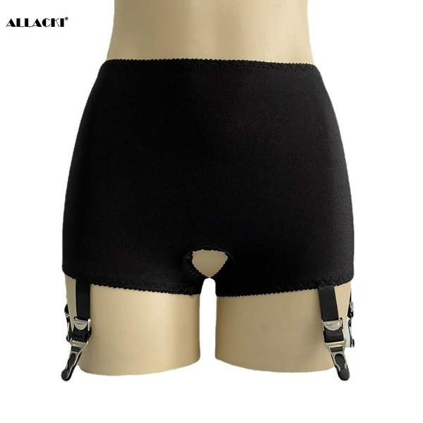 Women's Crotchless Panty Girdle with 6 Straps Garter Belt Nightwear(S~3XL)