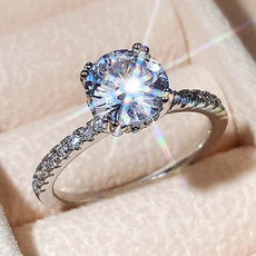 DIAMOND, 925 sterling silver, zirconring, Engagement Ring