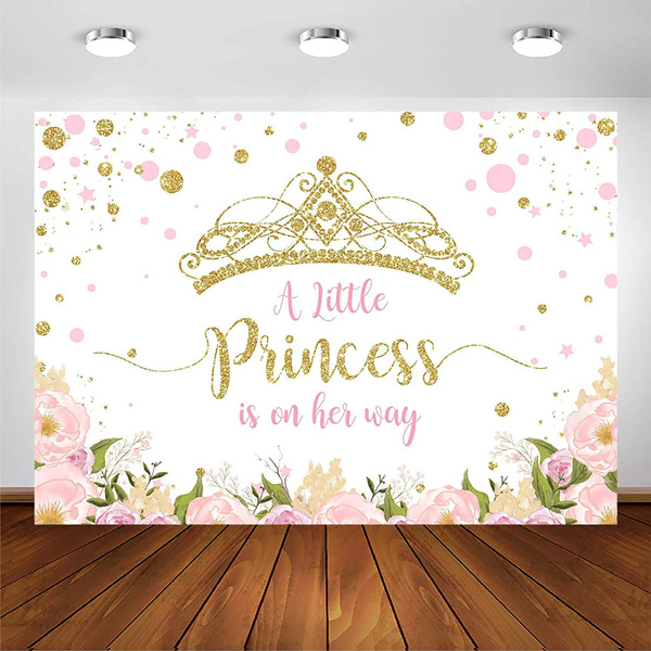 Gold Crown Princess Baby Shower Backdrop Pink and Gold Little Princess ...