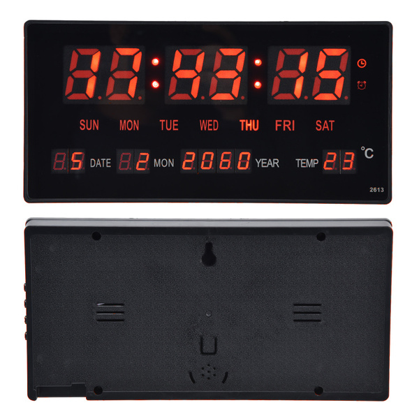 Large LED Digital Wall Clock Temperature Date Day Display Electronic