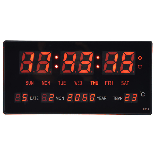 LED Digital Wall Clock Large Display With Indoor Temperature | Wish