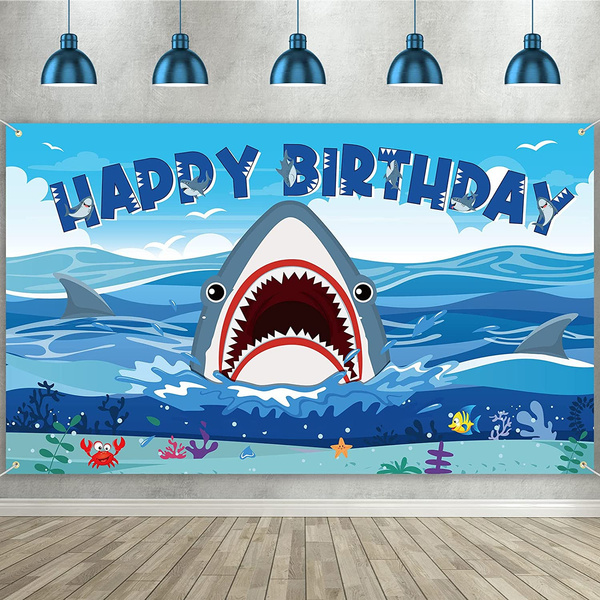 Shark Party Decorations Backdrop Banner, Shark Birthday Decorations ...