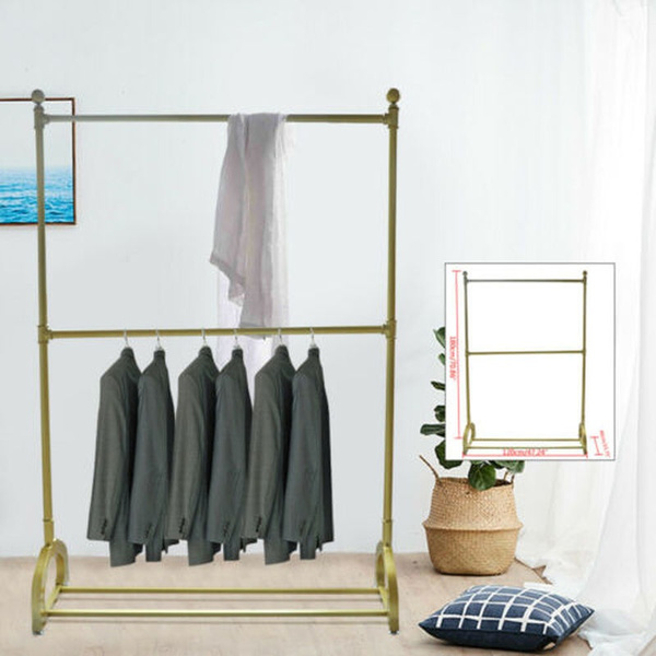 Gold Clothes Rack 2 Tier Portable Retro Garment Rack Clothes Hanger ...