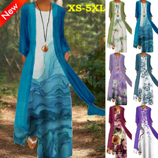Plus Size, Necks, Long Sleeve, Dress