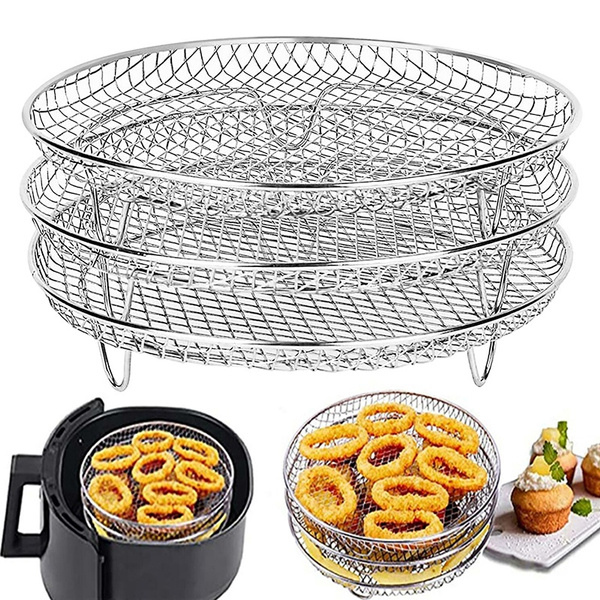 3pcs BBQ Air Fryer Rack Basket Tray Air Fryer Stackable Dehydrator