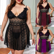 Deep V-Neck, lacenightgown, Plus Size, sexynightgown