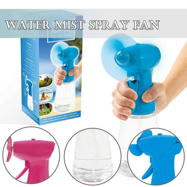 New Water Mist Spray Bottle Fan Portable Handheld Mister Outdoor Mini