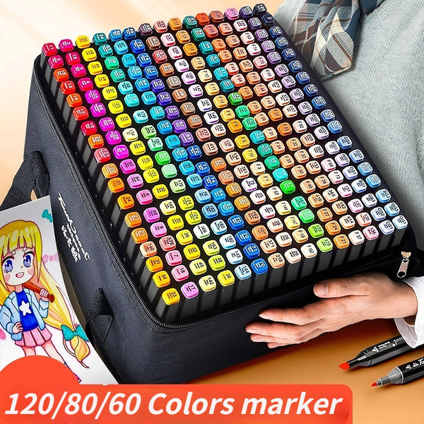 Art Markers 30/40/60/80 Color Alcohol Felt Markers Double Ends for Comic  Sketch Drawing